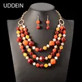 UDDEIN-Ensemble de bijoux bohème collier et boucles d'oreilles multicouches perles simulées ras