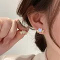 Boucles d'oreilles cœur éblouissant pour femmes boucles d'oreilles en cristal couleur or ailes