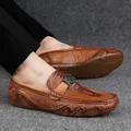 Mocassins en cuir véritable à motif crocodile pour hommes mocassins à enfiler de luxe chaussures
