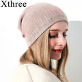 Xthree-Bonnet Triblockchain en Cachemire pour Femme et Fille Chapeau en Laine et Strass Collection