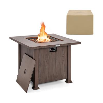Costway 32 Inch 50,000 BTU Square Fire Pit Table w...