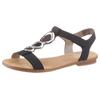 Riemchensandale RIEKER, Damen, Gr. 42, blau (nachtblau), Nubuklederimitat, unifarben, elegant, Schuhe, Sommerschuh, Sandalette, Blockabsatz, mit Klettverschluss-Riegel, Topseller