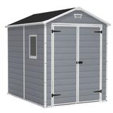 Keter Manor Durable Resin Outdoor Storage Shed With Floor for Patio Furniture and Tools, Grey