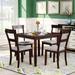 5-Piece Classic Pine Wood Dining Table Set with 1 Square Table and 4 Thick Upholstered Chairs