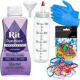 Synthetic Rit Dye More Liquid Fabric Dye - Ultimate Synthetic Rit Dye Accessories Kit - Available in Multiple Colors - 7 Ounces - Royal Purple