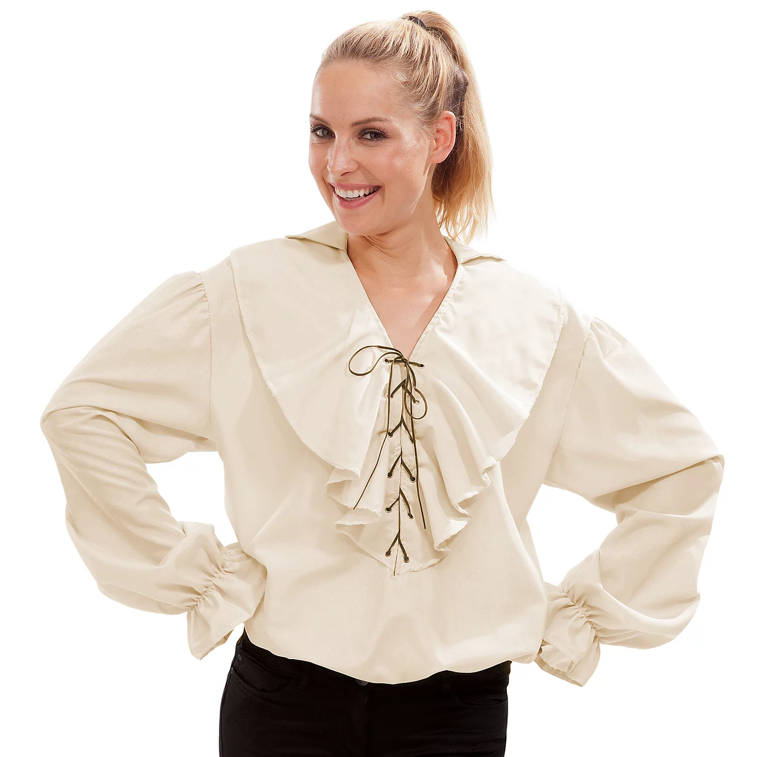 Damen-Rüschenbluse, beige Image