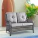 PARKWELL Patio Rattan Seat Sofa Cushioned Loveseat Outdoor Wicker Furniture Gray