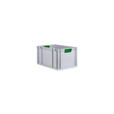 Proregal Eurobox NextGen Color, HxBxT 32x40x60cm, 65 Liter, Griffe grün zu, Grau, Eurobehälter, Box, Transportbehälter Image