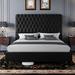 Lark Manor™ Alhaji Upholstered Tufted Platform Bed Upholstered, Solid Wood in Black | 52.8 H x 81.9 W x 88.2 D in | Wayfair