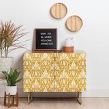 East Urban Home Wintery Floral Calm Sky Blue 2 Door Credenza Cabinet Wood in Yellow/Brown | 30 H x 35.5 W x 17.5 D in | Wayfair