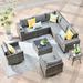 Latitude Run® Jaiven 9 Piece Sectional Seating Group w/ Cushions Synthetic Wicker/All - Weather Wicker/Wicker/Rattan in Gray | Outdoor Furniture | Wayfair