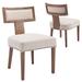 Red Barrel Studio® Faranda Mid Century Modern Dining Chairs Farmhouse Linen Fabric Upholstered Accent Chairs Curved Fabric in Brown | Wayfair