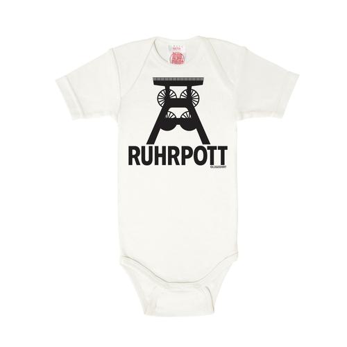 Body LOGOSHIRT Gr. 98, EURO-Größen, weiß Baby Bodies mit Ruhrpott-Frontdruck