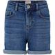 Jeansshorts KIDS ONLY "KONPHINE", Mädchen, Gr. 146, N-Gr, blau (medium, blau denim), Denim/Jeans, Obermaterial: 99% Baumwolle, 1% Elasthan, unifarben, casual, regular fit kurz, Jeans