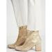 Free People Shoes | Free People Gold Metallic Leather Chunky Heel Boots | Color: Gold/Tan | Size: 38eu