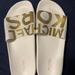 Michael Kors Shoes | Brand New Never Worn Michael Kors Embellished Slides White With Gold Logo Size 8 | Color: Gold/White | Size: 8