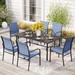 Lark Manor™ Argyri Rectangular 6 - Person 67" Long Outdoor Dining Set Metal in Black/Blue | 67 W x 38 D in | Wayfair