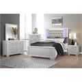 Ivy Bronx Braxley Leather LED Panel Bedroom Set Queen 3 Piece: Bed, 2 Nightstands Wood in White | 60 H x 68 W x 88.5 D in | Wayfair