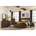 Loon Peak® Beckie Rustic Cherry Acacia Veneer Panel Bedroom Set Queen 4 Piece: Bed, Dresser, Mirror, Nightstand in Brown | Wayfair