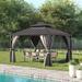 Freeport Park® Briggs 12 Ft. W x 10 Ft. D Aluminum Patio Gazebo Aluminum/Hardtop/Metal in Brown | 117.6 H x 144 W x 120 D in | Wayfair