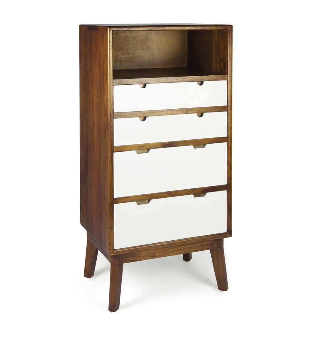Commode en bois marron et blanc H 125 cm