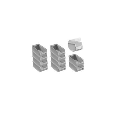 PROREGAL 10x Graue Sichtlagerbox 2.0 mit Abdeckung | HxBxT 7,5x10x17,5cm | 0,8 Liter | Sichtlagerbehälter, Sichtlagerkasten Image