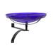 Achla Designs 14"Dia. Round Crackle Glass Birdbath w/Black Wrought Iron Wall Mount Bracket