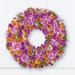 Pink and Purple Wooden Floral Hanging Wreath