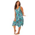 Plus Size Women's Sharktail Beach Cover Up by Swim 365 in Teal Blue Butterfly (Size 14/16) Dress
