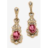Women's Gold Tone Antiqued Oval Cut Simulated Birthstone Vintage Style Drop Earrings by PalmBeach Jewelry in October