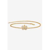 Women's Gold-Plated Filigree Butterfly Two-Tone 9 Ankle Bracelet 9" Plus Extender by PalmBeach Jewelry in Gold