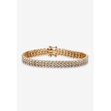 Women's Yellow Gold Plated S Link Tennis Bracelet (7.5mm), Genuine Diamond Accent 8" by PalmBeach Jewelry in Diamond