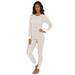Plus Size Women's Thermal Crewneck Long-Sleeve Top by Comfort Choice in Pearl Grey Stripe (Size 4X) Long Underwear Top