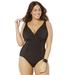 Plus Size Women's Twist Ruched One Piece Swimsuit by Swimsuits For All in Black (Size 16)