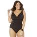 Plus Size Women's Twist Ruched One Piece Swimsuit by Swimsuits For All in Black (Size 20)