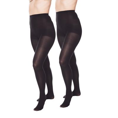 Plus Size Women's 2-Pack Opaque Tights by Comfort Choice in Black (Size G/H)