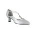 Wide Width Women's Moonlight Pumps by Easy Street® in Silver Satin (Size 11 W)