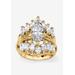 Women's Goldtone Marquise Cut Cubic Zirconia Bridal Ring Set (6 cttw TDW) by PalmBeach Jewelry in Gold (Size 7)