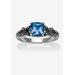 Women's Cushion-Cut Birthstone Ring In Sterling Silver by PalmBeach Jewelry in March (Size 7)