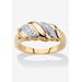 Women's Yellow Gold-Plated Genuine Diamond Accent Banded S Link Ring by PalmBeach Jewelry in Diamond (Size 6)