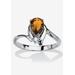 Women's Silvertone Simulated Pear Cut Birthstone And Round Crystal Ring Jewelry by PalmBeach Jewelry in Citrine (Size 9)