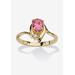 Women's Yellow Gold Plated Simulated Birthstone And Round Crystal Ring Jewelry by PalmBeach Jewelry in Pink Tourmaline (Size 6)