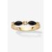Women's Yellow Gold-Plated Natural Black Onyx And Round Crystal Ring by PalmBeach Jewelry in Onyx (Size 6)