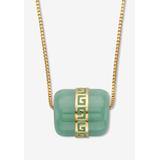 Women's Genuine Green Jade Greek Key Pendant Necklace 14K Gold-Plated .925 18" Length by PalmBeach Jewelry in Jade