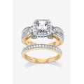 Women's Gold over Silver Bridal Ring Set Cubic Zirconia (1 3/4 cttw TDW) by PalmBeach Jewelry in Gold (Size 6)