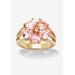 Women's Yellow Gold-Plated Heart Shaped Flower Petals Ring Pink Cubic Zirconia Jewelry by PalmBeach Jewelry in Cubic Zirconia (Size 7)