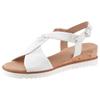 Sandalette GABOR "GENUA", Damen, Gr. 43, weiß, Kalbsleder, unifarben, klassisch, Schuhe, Keilabsatz, Sommerschuh, Riemchensandale in Komfortweite G (=weit), Topseller