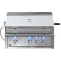 XO XOGRILL36L 36 Liquid Propane Built-In Grill with Two Stainless Steel Burners One Infrared Burner Ceramic Briquette Trays and Rotisserie in Stainless Steel