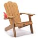 GZXS Wooden Adirondack Chair Folding Lounger Chair with Cup Holder for Patio Deck Garden Brown