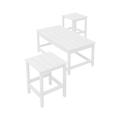 Costaelm Paradise 3-Piece Set Outdoor Patio Adirondack Coffee Table and Square Side Table White